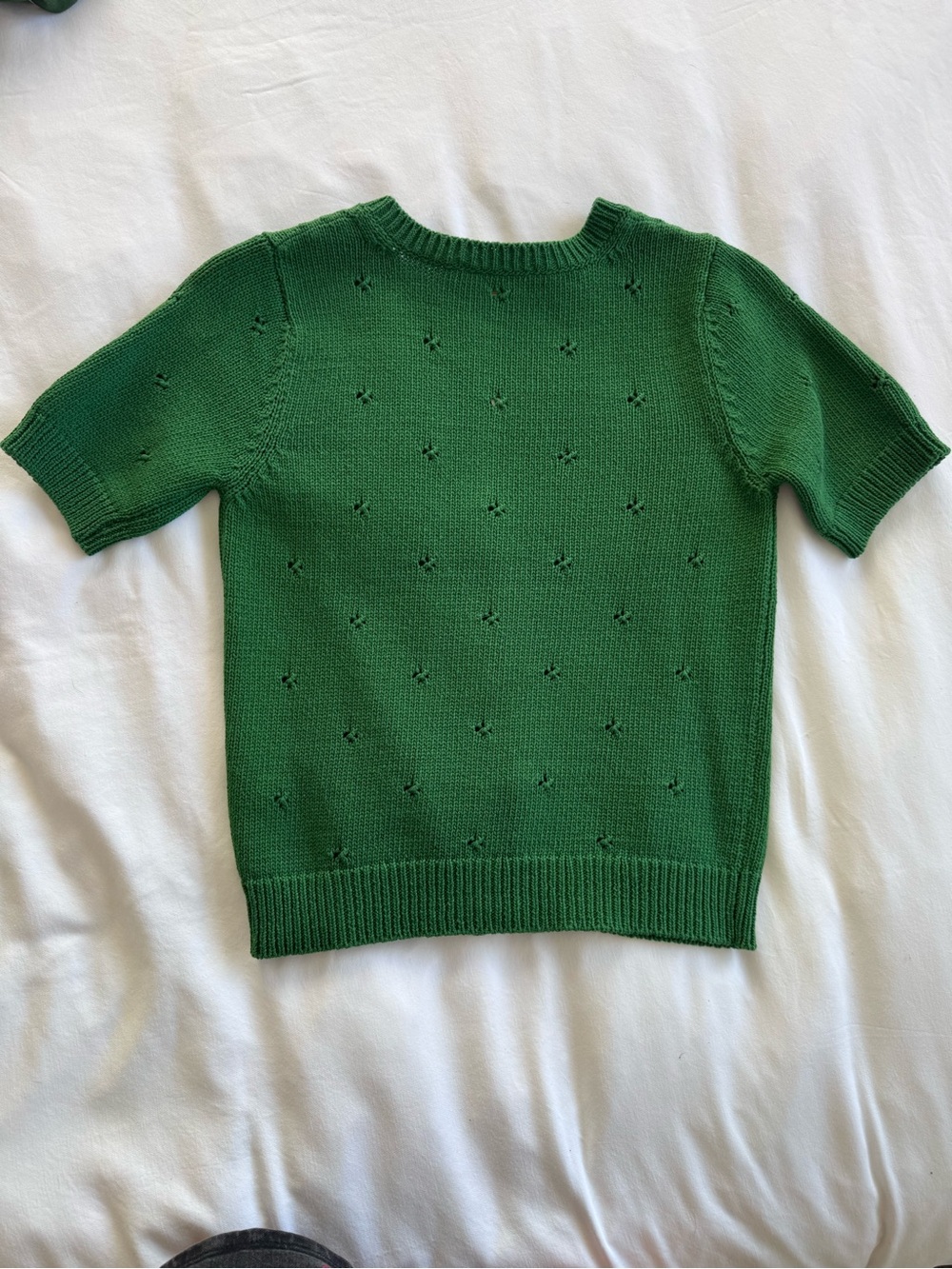 Sezane Kyle Green Short Sleeve Knit Cardigan - Xs - Picture 3 of 5